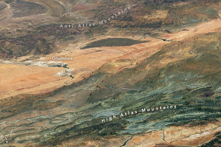 Satellite view of Morocco's High Atlas and Anti-Atlas ranges