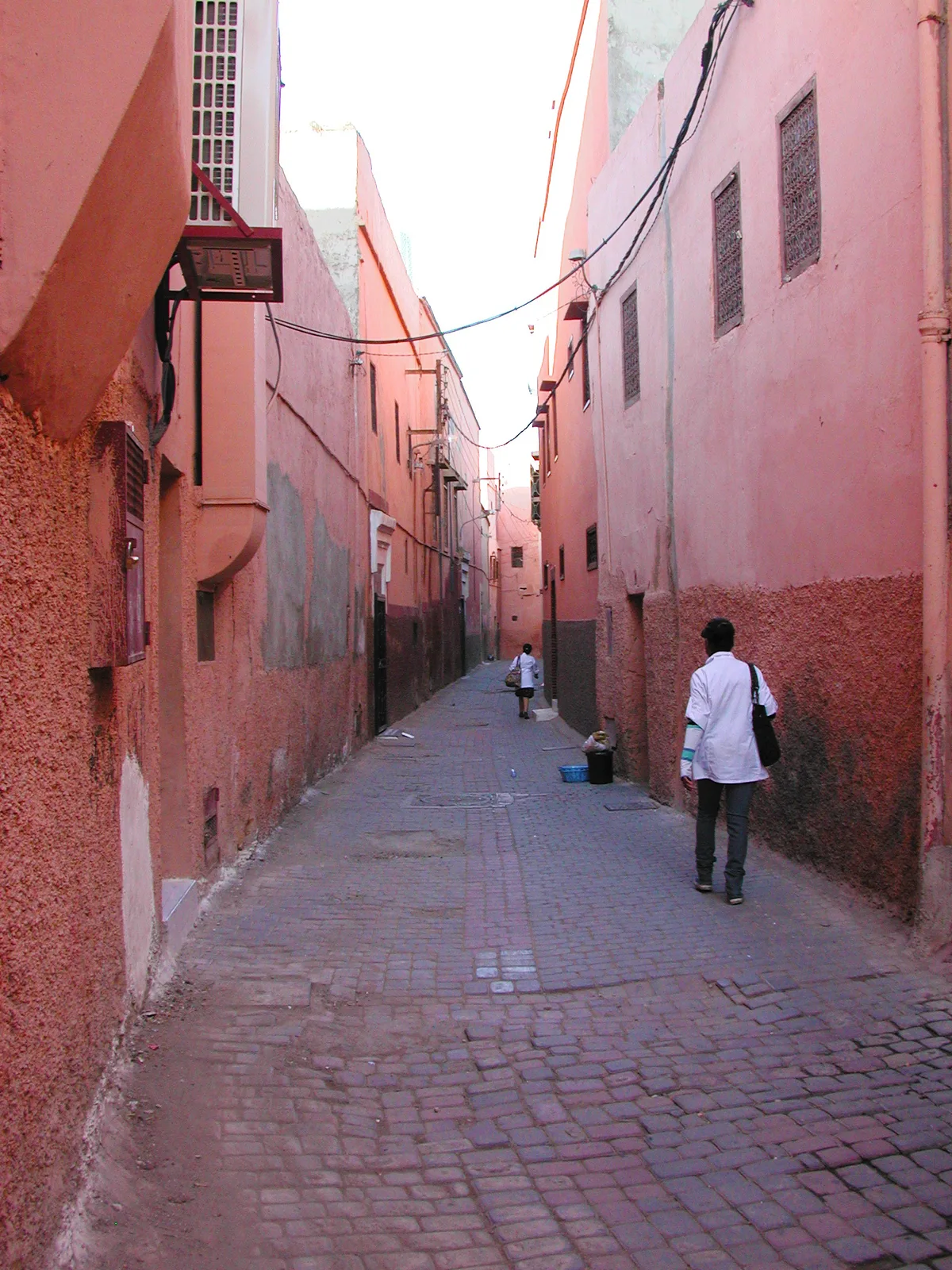 Pink-walled lane in the Marrakech medina